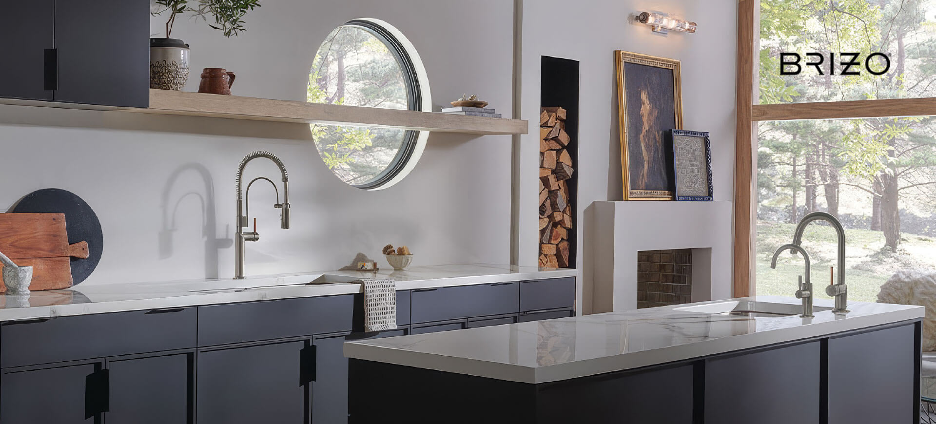 A beautiful kitchen with Brizo fixtures.