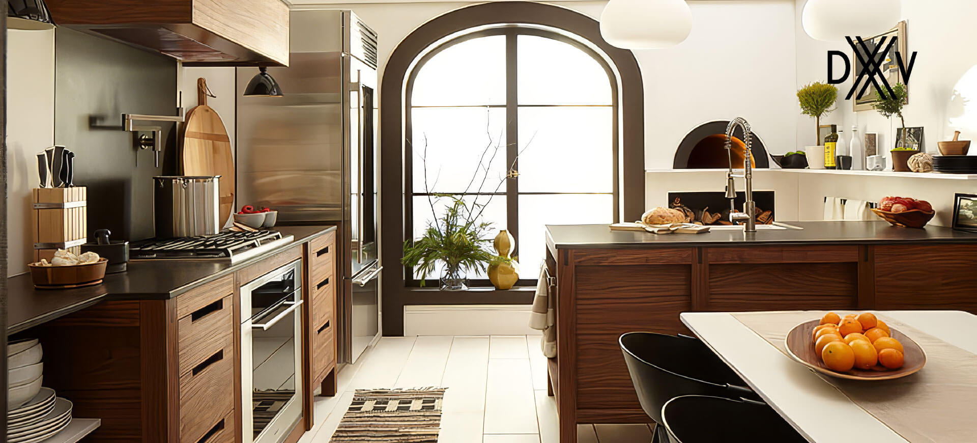 A kitchen bathroom with DXV fixtures.